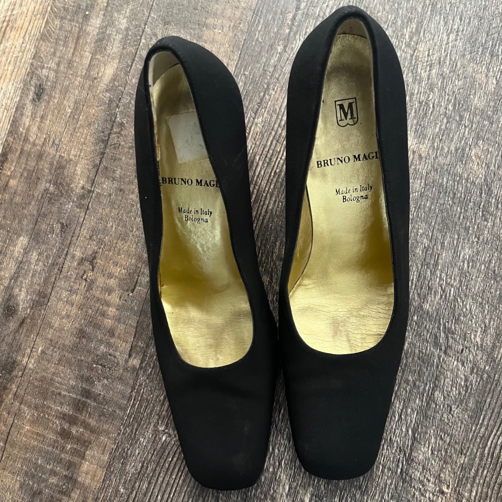 Bruno Magli Black Pumps Block Heel Made In Italy Career Party Shoes